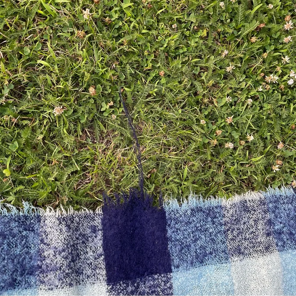 GLEN CREE Vintage Mohair Wool Plaid Throw Blanket